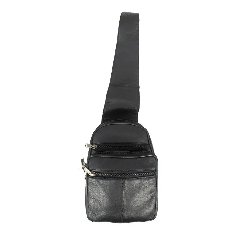 Men's Sling Backpack Genuine Leather Chest bag Crossbody Bag Shoulder Bag